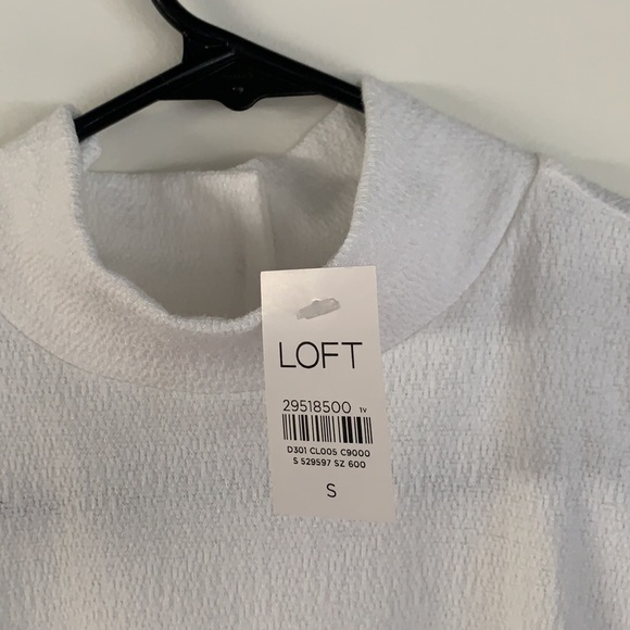NWT Loft white mock neck w/button back - S - Picture 2 of 3